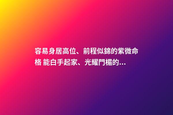 容易身居高位、前程似錦的紫微命格 能白手起家、光耀門楣的紫微命格-第1張-觀點-玄機派
